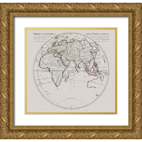 Eastern Hemisphere -De Lisle 1731 Gold Ornate Wood Framed Art Print with Double Matting by De L''isle