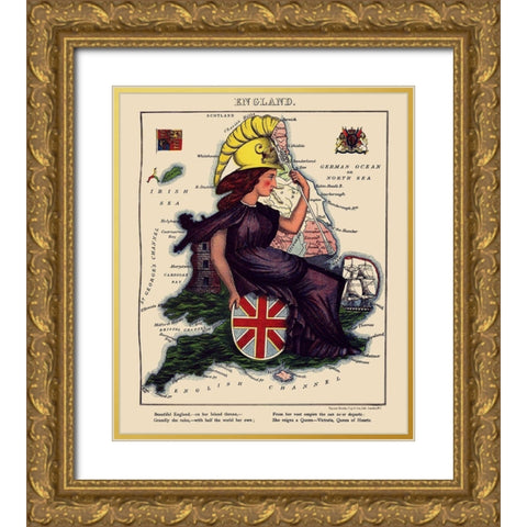 Great Britain England - Lancaster 1869 Gold Ornate Wood Framed Art Print with Double Matting by Lancaster