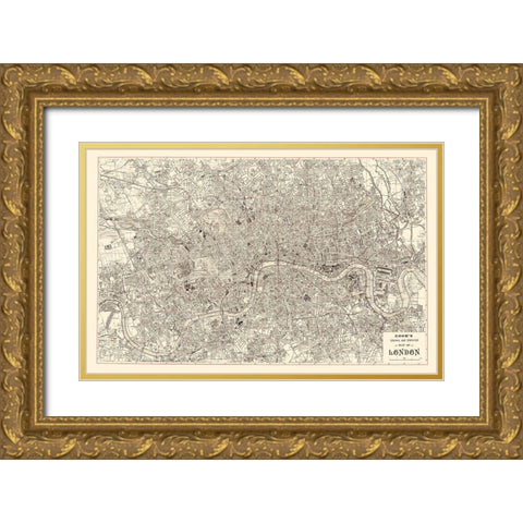 London Literary Historical England - Cook 1899 Gold Ornate Wood Framed Art Print with Double Matting by Cook