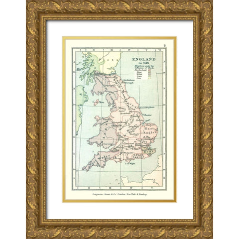 England in 626 - Gardiner 1902 Gold Ornate Wood Framed Art Print with Double Matting by Gardiner