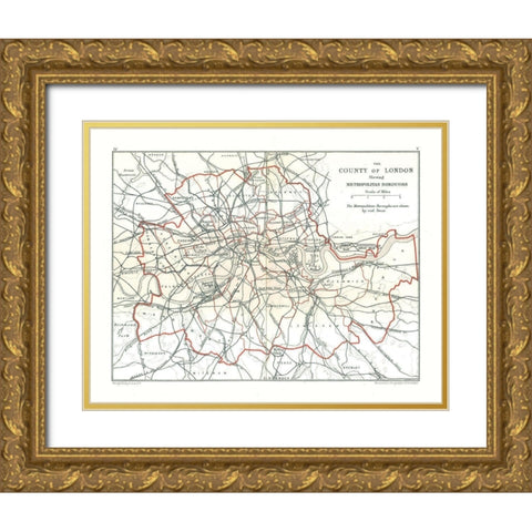 County of London England - Philip 1904 Gold Ornate Wood Framed Art Print with Double Matting by Philip