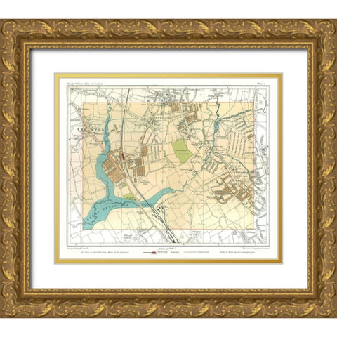 Hendon London England - Philip 1904 Gold Ornate Wood Framed Art Print with Double Matting by Philip