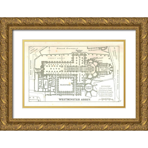 Westminster Abbey England - Philip 1904 Gold Ornate Wood Framed Art Print with Double Matting by Philip