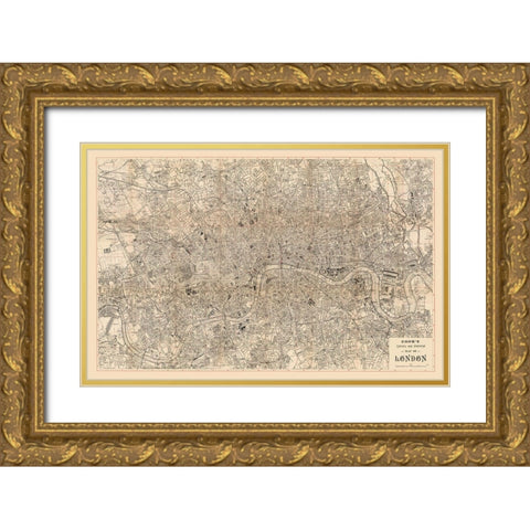 Literary Historical London England - Cook 1899 Gold Ornate Wood Framed Art Print with Double Matting by Cook