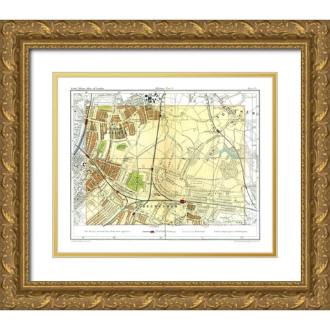 Sydenham Beckenham London England - Philip 1904 Gold Ornate Wood Framed Art Print with Double Matting by Philip