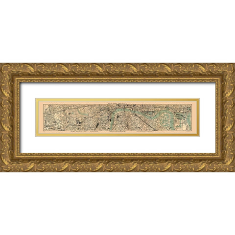 Central London England - Ward 1904 Gold Ornate Wood Framed Art Print with Double Matting by Ward