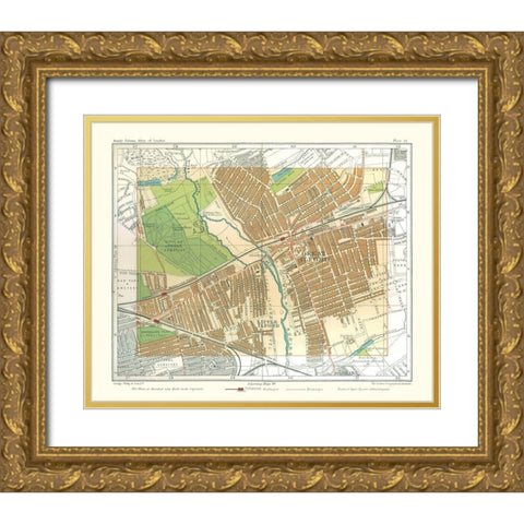 Great Ilford London England - Philip 1904 Gold Ornate Wood Framed Art Print with Double Matting by Philip
