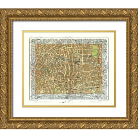 Hoxton London England - Philip 1904 Gold Ornate Wood Framed Art Print with Double Matting by Philip