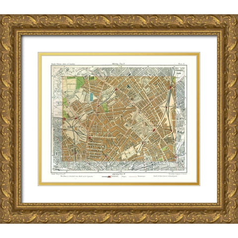 Holloway London England - Philip 1904 Gold Ornate Wood Framed Art Print with Double Matting by Philip