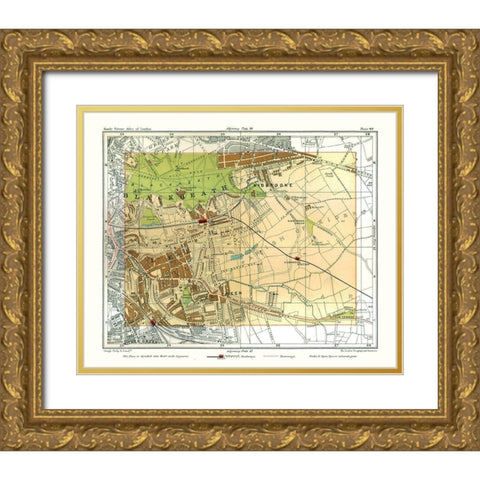Blackheath London England - Philip 1904 Gold Ornate Wood Framed Art Print with Double Matting by Philip