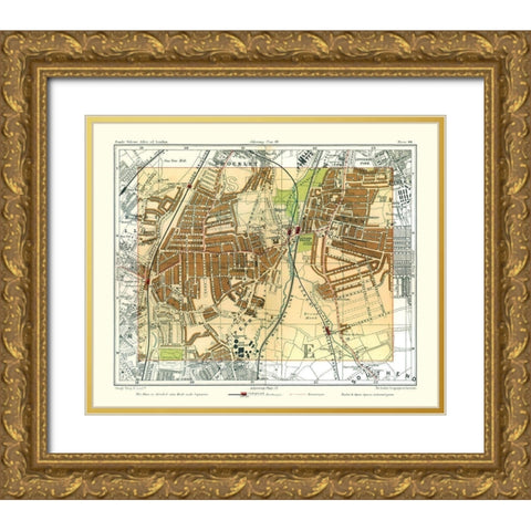 Catford London England - Philip 1904 Gold Ornate Wood Framed Art Print with Double Matting by Philip