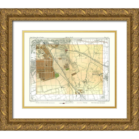 Mottingham London England - Philip 1904 Gold Ornate Wood Framed Art Print with Double Matting by Philip