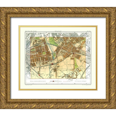 South Wimbledon London England - Philip 1904 Gold Ornate Wood Framed Art Print with Double Matting by Philip