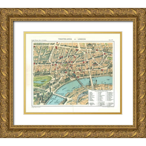 Theatre Area London England - Philip 1904 Gold Ornate Wood Framed Art Print with Double Matting by Philip