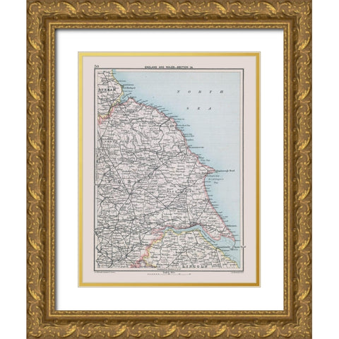 Northeast England - Bartholomew 1892 Gold Ornate Wood Framed Art Print with Double Matting by Bartholomew