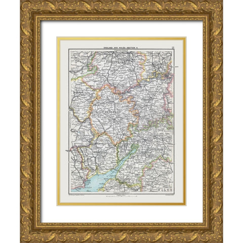 West Midlands England - Bartholomew 1892 Gold Ornate Wood Framed Art Print with Double Matting by Bartholomew