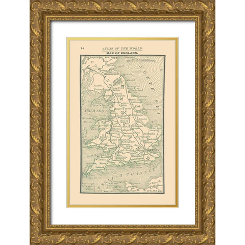 England - Alden 1886 Gold Ornate Wood Framed Art Print with Double Matting by Alden