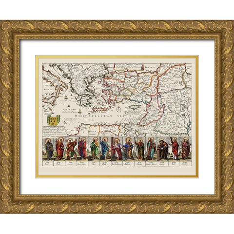 Mediterranean Apostles Travels Voyages Italy Gold Ornate Wood Framed Art Print with Double Matting by Loivther