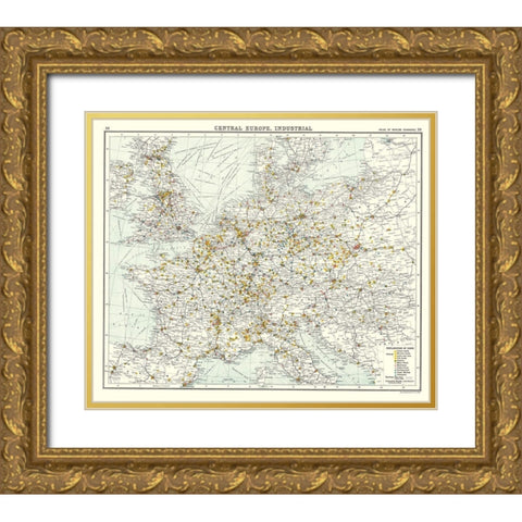 Central Europe Industrial  - Newnes 1907 Gold Ornate Wood Framed Art Print with Double Matting by Newnes