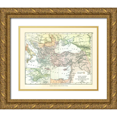 Southeastern Europe 1856 - Gardiner 1902 Gold Ornate Wood Framed Art Print with Double Matting by Gardiner