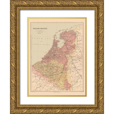 Holland Belgium Europe - Black 1867 Gold Ornate Wood Framed Art Print with Double Matting by Black
