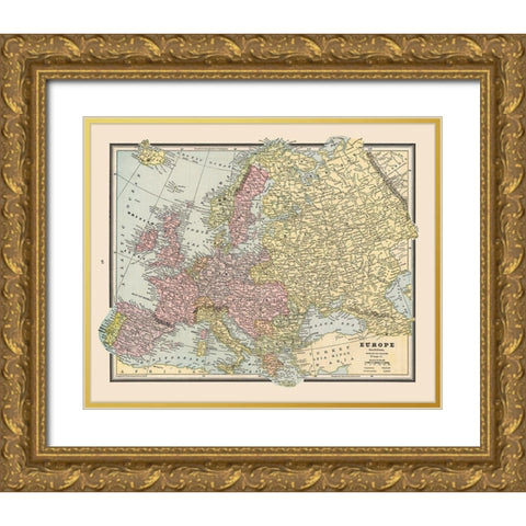 Europe - Cram 1888 Gold Ornate Wood Framed Art Print with Double Matting by Cram