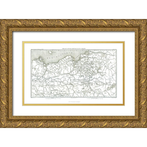 Europe East Prussia Poland - Thiers 1866 Gold Ornate Wood Framed Art Print with Double Matting by Thiers