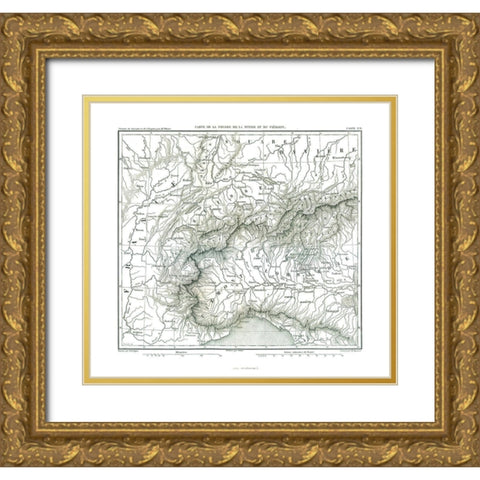 Swabia Germany Piedmont Italy Europe - Thiers 1866 Gold Ornate Wood Framed Art Print with Double Matting by Thiers