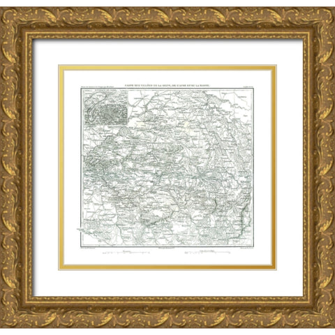 Europe Seine Aube Marne Valleys France Gold Ornate Wood Framed Art Print with Double Matting by Thiers