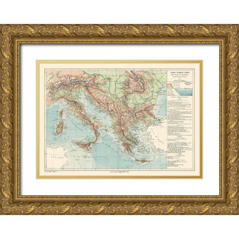Europe Italy Turkey Greece - Drioux 1882 Gold Ornate Wood Framed Art Print with Double Matting by Drioux