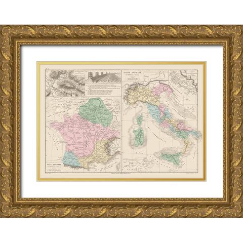 Ancient France Italy Belgium Punic Wars Europe Gold Ornate Wood Framed Art Print with Double Matting by Drioux