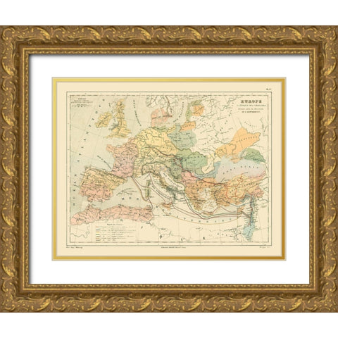 Europe Crusades - Cortambert 1880 Gold Ornate Wood Framed Art Print with Double Matting by Cortambert
