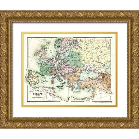 Europe 1740 - Poole 1902 Gold Ornate Wood Framed Art Print with Double Matting by Poole