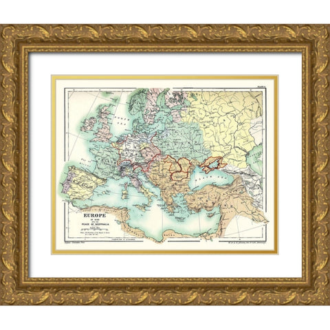 Europe 1648 Peace of Westphalia - Poole 1902 Gold Ornate Wood Framed Art Print with Double Matting by Poole