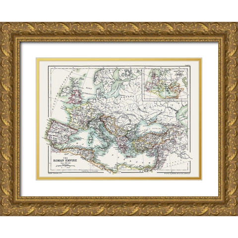 Roman Empire 350 AD - Poole 1902 Gold Ornate Wood Framed Art Print with Double Matting by Poole