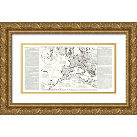 Europe - De Lisle 1731 Gold Ornate Wood Framed Art Print with Double Matting by De L''isle
