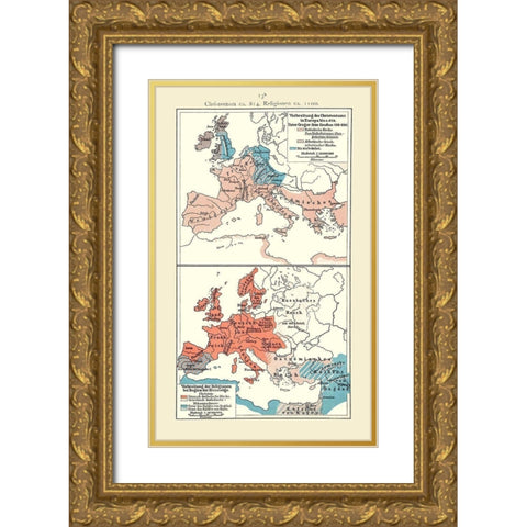 Christianity 814 BC to 1100 AD Europe Gold Ornate Wood Framed Art Print with Double Matting by Putzgers
