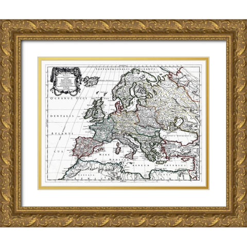 Europe - Sanson 1641 Gold Ornate Wood Framed Art Print with Double Matting by Sanson