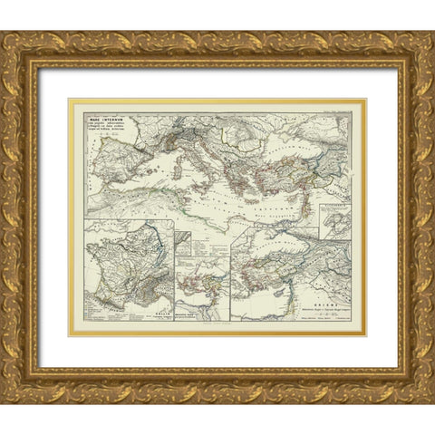 Europe Middle East Turkey - Spruner 1865 Gold Ornate Wood Framed Art Print with Double Matting by Spruner