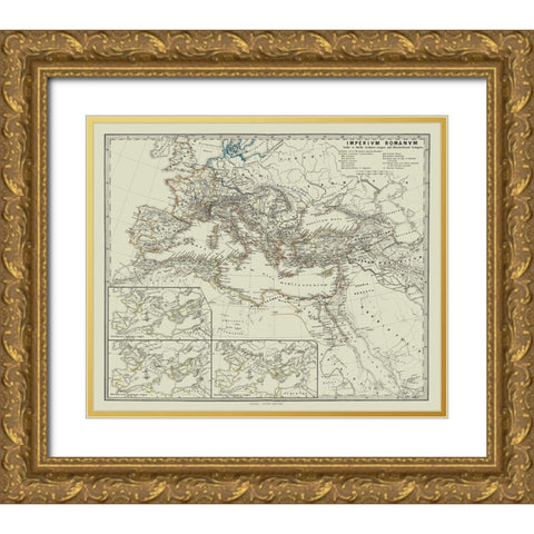 Roman Empire Diocletian Time - Spruner 1865 Gold Ornate Wood Framed Art Print with Double Matting by Spruner