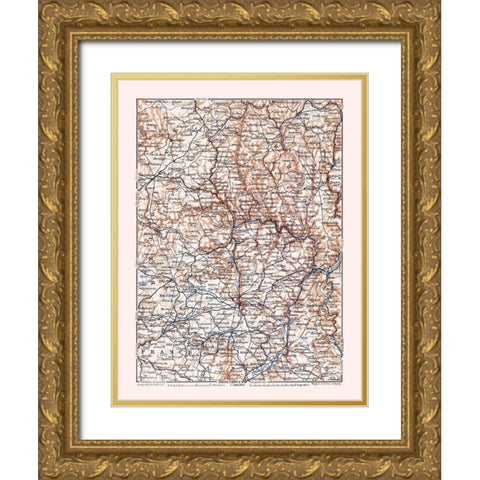 Europe Luxemburg Belgium Germany France Gold Ornate Wood Framed Art Print with Double Matting by Baedeker