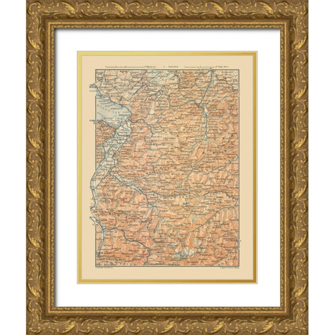 Europe Allgau Alps Germany Liechtenstein Gold Ornate Wood Framed Art Print with Double Matting by Baedeker