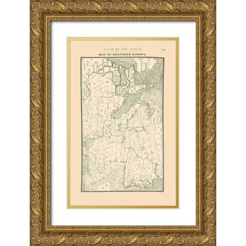 Southern Europe - Alden 1886 Gold Ornate Wood Framed Art Print with Double Matting by Alden