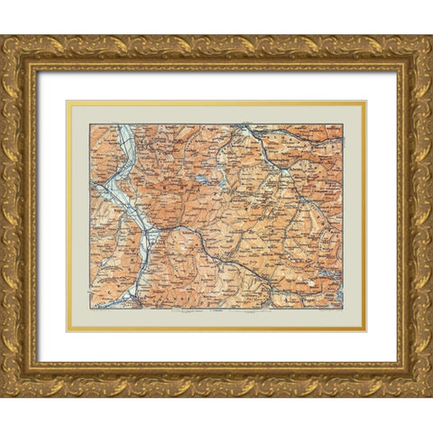 Europe Eastern Switzerland Southwest Austria Gold Ornate Wood Framed Art Print with Double Matting by Baedeker