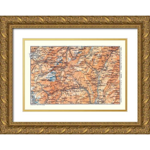 Europe Swiss Italian Val Divedro Switzerland Italy Gold Ornate Wood Framed Art Print with Double Matting by Baedeker