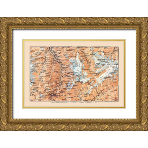 Europe Val d Entremont Switzerland Italy Gold Ornate Wood Framed Art Print with Double Matting by Baedeker