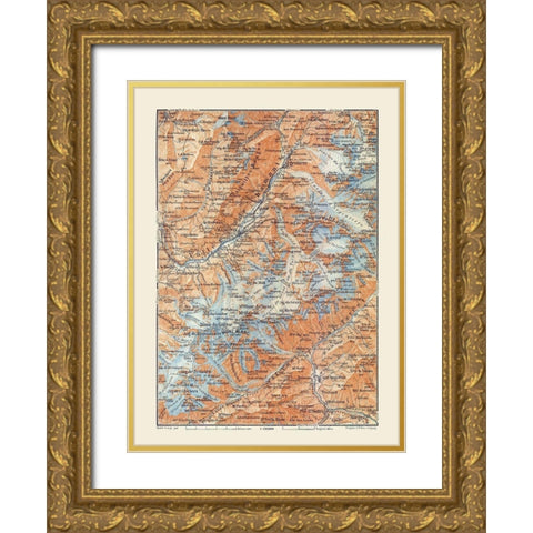 Europe Vallee de Chamonix France Italy Gold Ornate Wood Framed Art Print with Double Matting by Baedeker