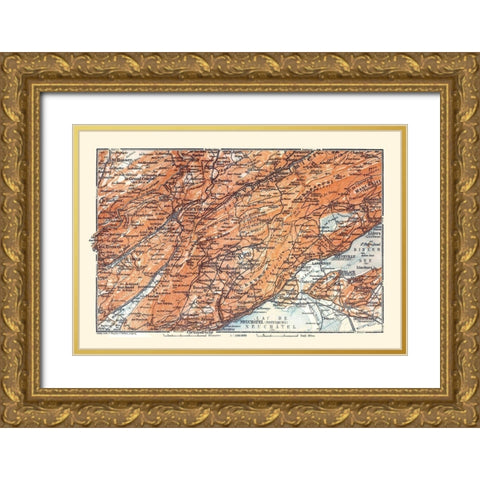 Europe Val de Ruz Region France Switzerland Gold Ornate Wood Framed Art Print with Double Matting by Baedeker