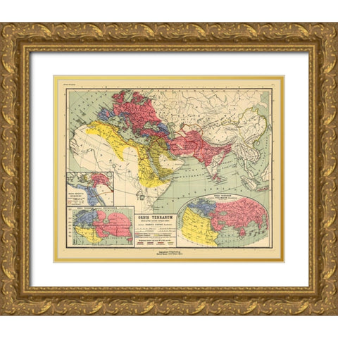 World of Europe - Kiepert 1903 Gold Ornate Wood Framed Art Print with Double Matting by Kiepert