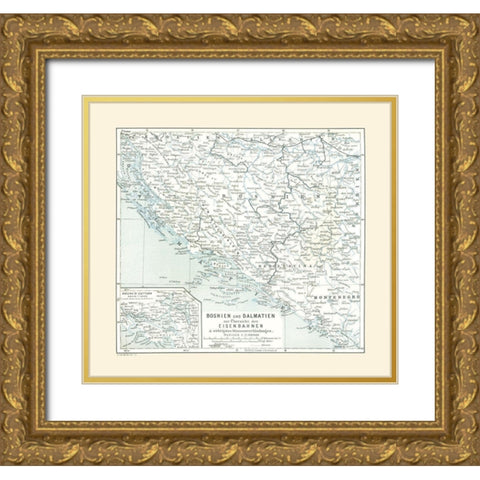 Europe Bosnia Dalmatia - Baedeker 1896 Gold Ornate Wood Framed Art Print with Double Matting by Baedeker